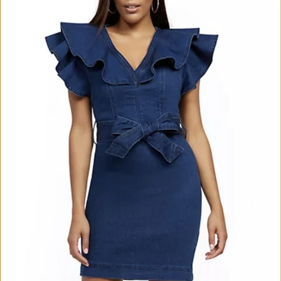 New York Company Ruffle Denim Dress 